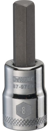 (image for) DEWALT DWMT87975OSP Fractional Hex Bit Socket, 8 mm Tip, 3/8 in Drive, Polished Chrome Vanadium, 1-31/32 in OAL
