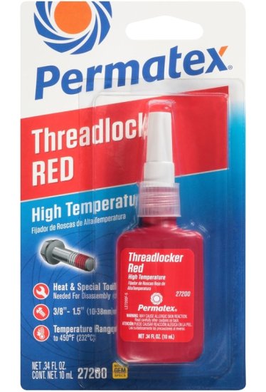 (image for) Permatex 27200 Threadlocker, Liquid, Musty, Red, 10 mL Bottle
