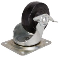 (image for) ProSource JC-H12 Swivel Caster, 4 in Dia Wheel, 1-1/4 in W Wheel, Rubber Wheel, Black, 255 lb, Steel Housing Material