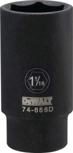 (image for) DEWALT DWMT74656OSP Impact Socket, 1-1/16 in Socket, 1/2 in Drive, 6-Point, CR-440 Steel, Black Oxide
