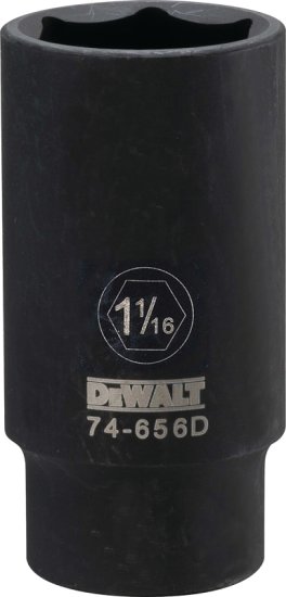 (image for) DEWALT DWMT74656OSP Impact Socket, 1-1/16 in Socket, 1/2 in Drive, 6-Point, CR-440 Steel, Black Oxide