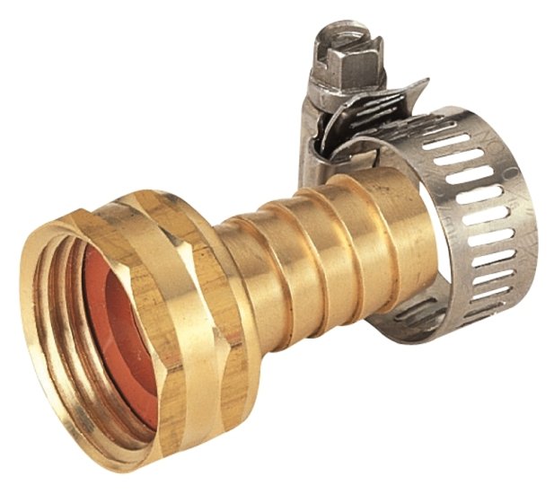 (image for) Landscapers Select GB958F3L Garden Hose Coupling with Clamp, 5/8 in, Female, Brass, Brass