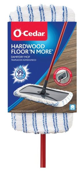 (image for) O-Cedar Floor N' More 168120 Dust Mop, 9 in W Head, 2.63 in L Head, Microfiber Head, Plastic Handle, 59-1/2 in L