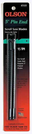 (image for) Olson SC41101 Scroll Saw Blade, Regular Teeth, 15 TPI, 0.07 in W, 5 in L
