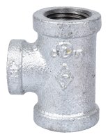 (image for) ProSource PPG130R-15X10 Pipe Tee, 1/2 x 1/2 x 3/8 in, FIPT, Malleable Steel, SCH 40 Schedule, 300 psi Pressure