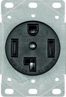 (image for) Eaton Cooper Wiring 1257-SP Power Receptacle, Flush Mounting, 3-Pole, 125/250 V, 30 A, NEMA: NEMA 14-30R, Black