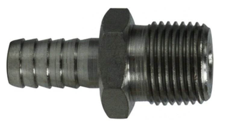 (image for) Midland Industries 73957FT Adapter, 1-1/2 in, Hose Barb, 1-1/2 in, MIP, 304 Stainless Steel