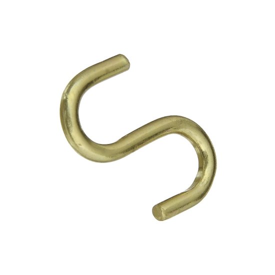 (image for) National Hardware V2077 Series N121-806 Open S-Hook, 10 lb Working Load, Brass
