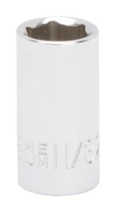 (image for) Vulcan MT6484042 Drive Socket, 11/32 in Socket, 1/4 in Drive, 6-Point, Chrome Vanadium Steel, Chrome