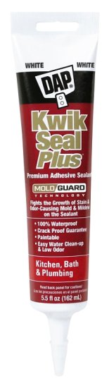 (image for) DAP 18526 Adhesive Sealant, White, 24 hr Curing, -20 to 180 deg F, 5.5 oz Tube