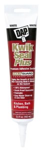 (image for) DAP 18526 Adhesive Sealant, White, 24 hr Curing, -20 to 180 deg F, 5.5 oz Tube