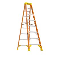 (image for) Werner 6200 Series 6208 Step Ladder, 8 ft H, Type IA Duty Rating, Fiberglass/Plastic/Rubber/Steel, 300 lb, 7-Step