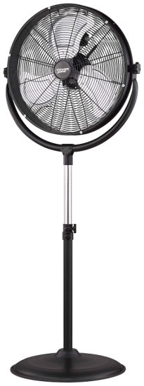 (image for) PowerZone FES50-T5 High-Velocity Pedestal Stand Fan, 120 V, 1.25 A, 20 in Dia Blade, 3-Blade, Metal Blade, Black
