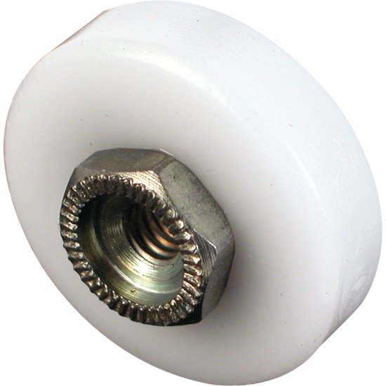 (image for) Prime-Line M 6001 Shower Door Roller, Flat Edge, Plastic/Steel, White, For: 3/4 in Tall, J-Shaped Tracks