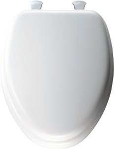 (image for) Mayfair 115EC-00 Toilet Seat with Cover, Elongated, Vinyl/Wood, White, Twist Hinge