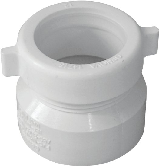 (image for) Canplas 192851A Trap Pipe Adapter, 1-1/2 in, Hub x MNPT, PVC, White