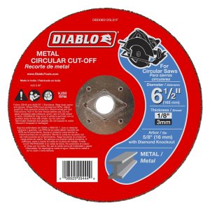 (image for) Diablo DBD065125L01F Cut-Off Wheel, 6-1/2 in Dia, 1/8 in Thick, 5/8 in Arbor, Aluminum Oxide Abrasive