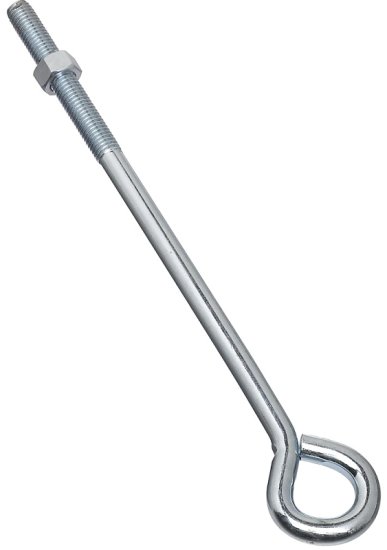 (image for) National Hardware N221-341 Eye Bolt, 1/2-13 Thread, 3-3/4 in L Thread, 1 in ID Dia Eye, 10.14 in L Shank, Steel, Zinc
