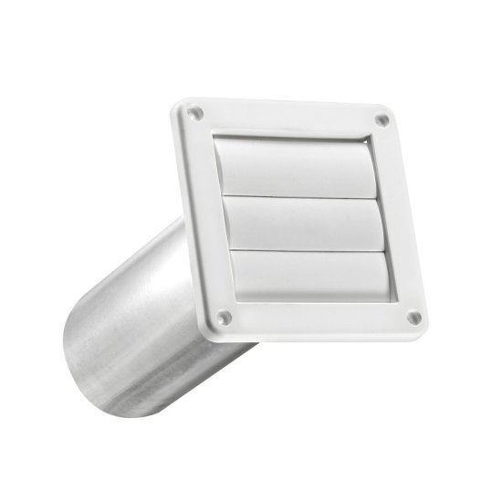(image for) Lambro 267WS Louvered Vent, 5.44 in Dia, 10.63 in L, Plastic, White, Wall Installation