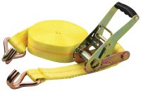 (image for) ProSource FH64066 Tie-Down, 2 in W, 27 ft L, Polyester Webbing, Metal Ratchet, Yellow, 3333 lb, Steel End Fitting