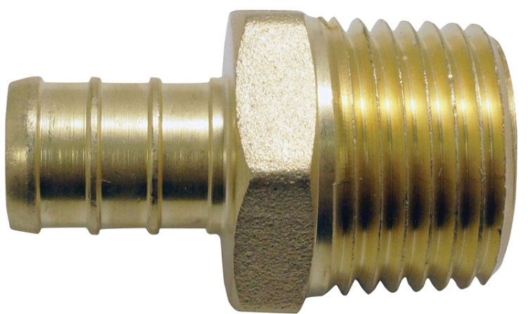 (image for) Apollo APXMA1212 Pipe Adapter, 1/2 in, PEX x MPT, Brass, 200 psi Pressure, 48/CT