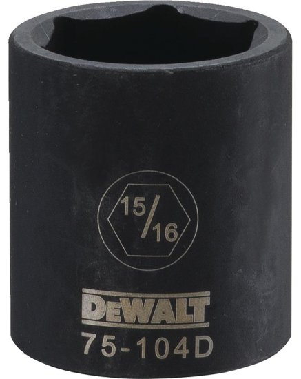 (image for) DEWALT DWMT75104OSP Deep Impact Socket, 15/16 in Socket, 1/2 in Drive, 6-Point, Steel, Black Oxide