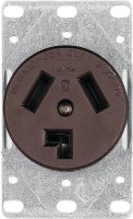 (image for) Eaton Cooper Wiring 38B-BOX Power Receptacle, 3 -Pole, 125/250 V, 30 A, NEMA: NEMA 10-30R, Brown