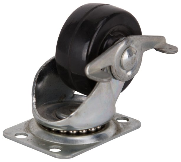 (image for) ProSource JC-H09 Swivel Caster, 2 in Dia Wheel, 7/8 in W Wheel, Rubber Wheel, Black, 125 lb, Steel Housing Material