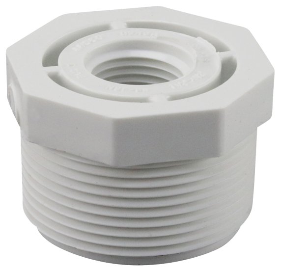 (image for) Genova 300 Series 34355 Reducing Bushing, 1-1/2 x 1/2 in, MIP x FIP, White, SCH 40 Schedule