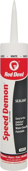 (image for) Red Devil SPEED DEMON 0736 General-Purpose Acrylic Caulk, White, 40 to 90 deg F, 10.1 fl-oz Cartridge