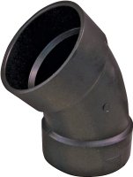 (image for) Thrifco Plumbing 6792502 1/8 Bend Pipe Elbow, 2 in, Hub, 45 deg Angle, ABS, Black