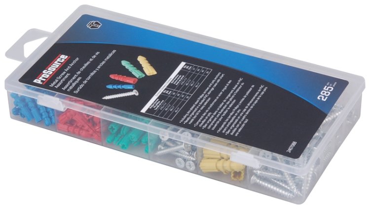 (image for) ProSource 61475 Anchor and Screw Assortment, Plastic & Sheet Metal, Zinc, 285-Piece