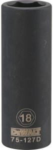 (image for) DEWALT DWMT75127OSP Deep Impact Socket, 18 mm Socket, 1/2 in Drive, 6-Point, Vanadium Steel, Chrome Plated