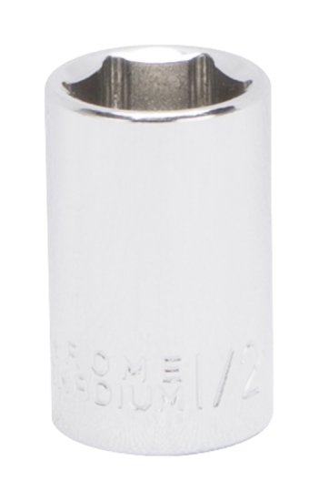 (image for) Vulcan MT6493845 Drive Socket, 1/2 in Socket, 3/8 in Drive, 6-Point, Chrome Vanadium Steel, Chrome
