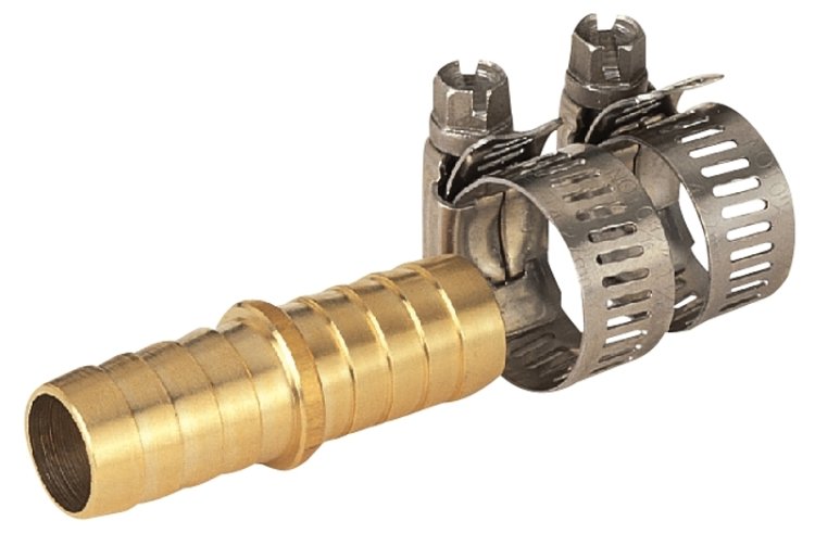(image for) Landscapers Select GB91113L Hose Mender with Clamps, 5/8 in, Male, Brass, Brass and Silver