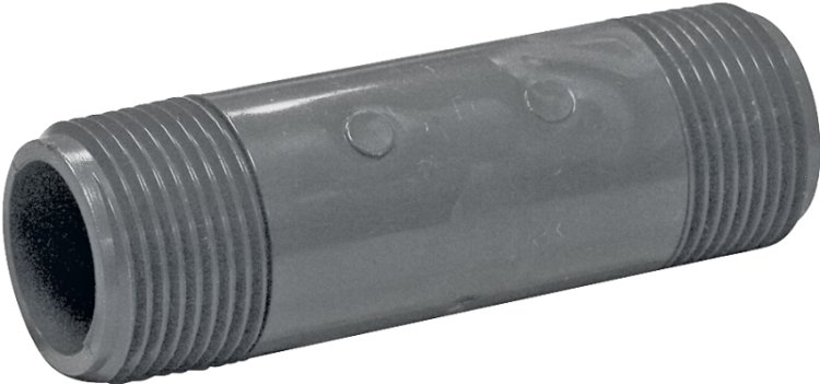 (image for) Genova P-1-4 Pipe Nipple, 1 in, MIP x MIP, PVC, Gray, SCH 80 Schedule, 4 in L