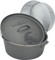 (image for) Bayou Classic 7420 Dutch Oven with Basket, 20 qt Capacity, Iron, 17.83 in Dia