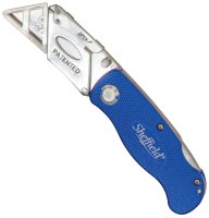 (image for) Sheffield 12113 Utility Knife, 2-1/2 in L Blade, Stainless Steel Blade, Textured Handle, Blue Handle