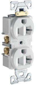 (image for) Eaton Cooper Wiring CR20W Duplex Receptacle, 2 -Pole, 20 A, 125 V, Side Wiring, NEMA: 5-20R, White