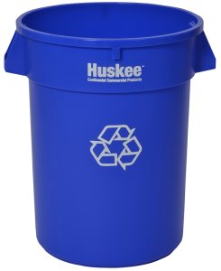 (image for) Continental Commercial Huskee 3200-1 Recycling Receptacle, 32 gal, Plastic, Blue, 22 in Dia x 27-3/8 in L Dimensions