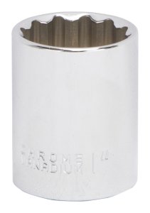 (image for) Vulcan MT6518369 Drive Socket, 1 in Socket, 1/2 in Drive, 12-Point, Chrome Vanadium Steel, Chrome
