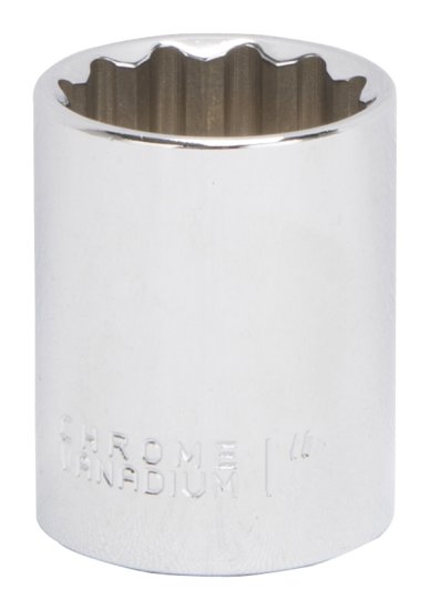 (image for) Vulcan MT6518369 Drive Socket, 1 in Socket, 1/2 in Drive, 12-Point, Chrome Vanadium Steel, Chrome