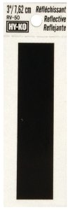 (image for) Hy-Ko RV-50/I Reflective Letter, 2-1/2 in W x 4 in H Dimensions, Character: I, 3 in H Character, Black Character, Vinyl