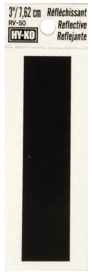 (image for) Hy-Ko RV-50/I Reflective Letter, 2-1/2 in W x 4 in H Dimensions, Character: I, 3 in H Character, Black Character, Vinyl