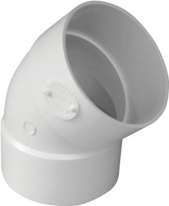 (image for) Canplas 414184BC Pipe Elbow, 4 in, Hub, 45 deg Angle, PVC, White