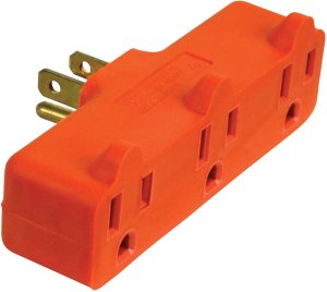 (image for) PowerZone ORAD0100 Outlet Tap, 3-Outlet, Orange