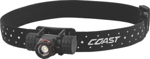 (image for) Coast XPH25R Headlamp, ZX310, CR123 Battery, Rechargeable, Zithion-X Battery, LED Lamp, Bulls Eye Spot, Flood Beam