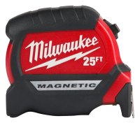 (image for) Milwaukee 48-22-1025M Tape Measure, Wide Blade, 25 ft L Blade, 1 in W Blade, Steel Blade, ABS Case, Black/Red Case