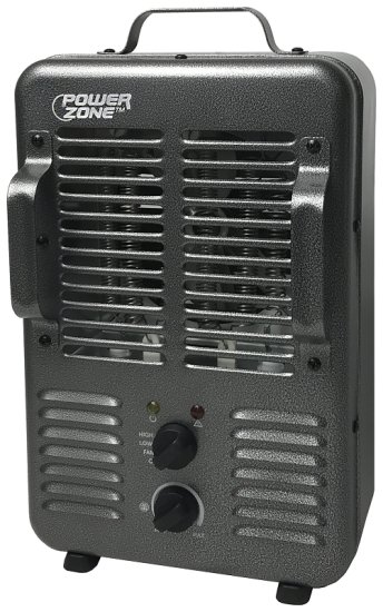 (image for) PowerZone BNS-15U3 Deluxe Portable Utility Heater, 12.5 A, 120 V, 1300/1500 W, 2-Heating Stage, Gray