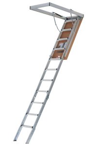 (image for) Louisville Elite Series AA2510 Attic Ladder, 7 ft 8 in to 10 ft 3 in H Ceiling, 25-1/2 x 54 in Ceiling Opening, 11-Step